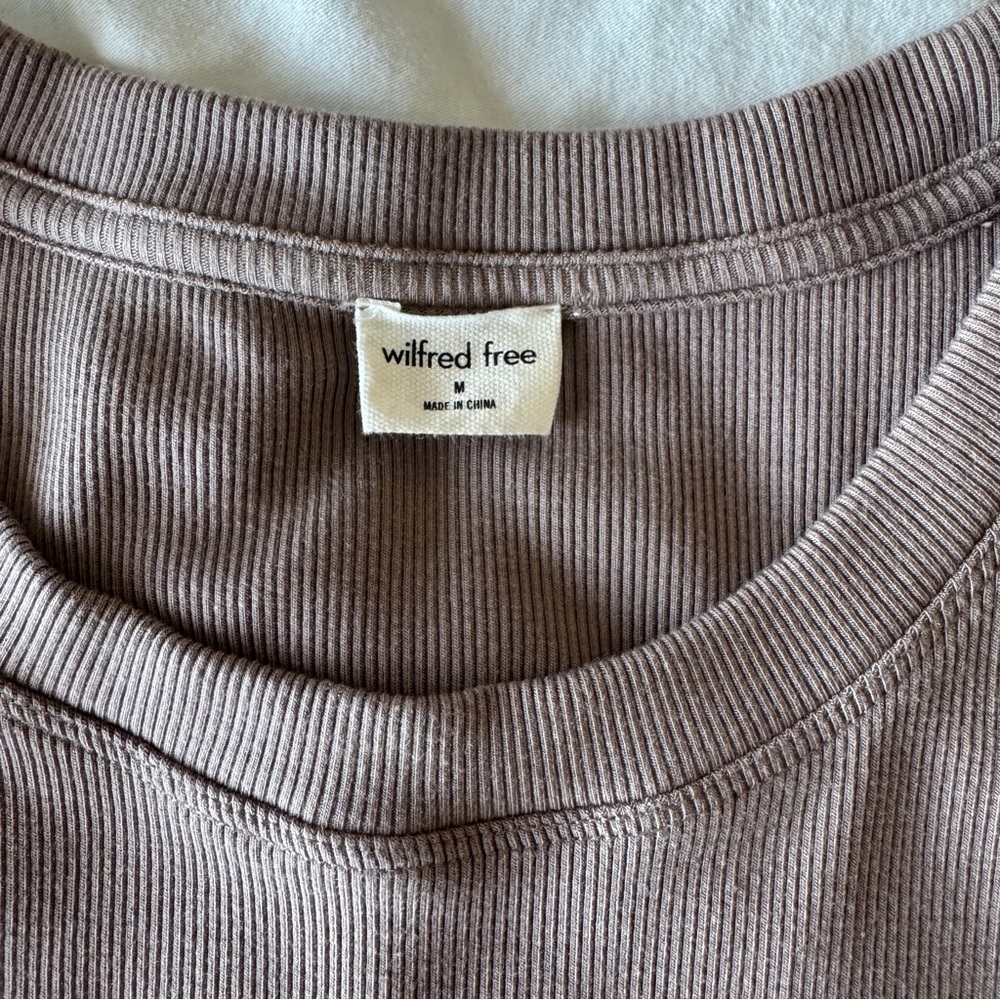 Aritzia Wilfred Free Dunes Mini Dress Taupe Tan Ribbed - Medium - Picture 6 of 8